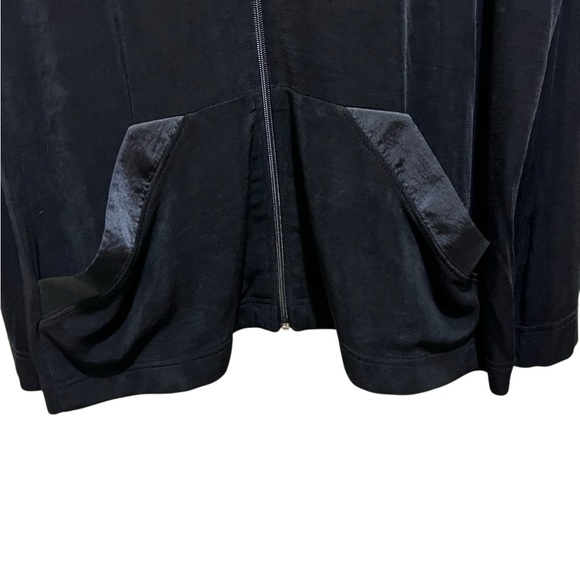 Vikki Vi jacket hoodie black pockets slinky zip front LS Sz 3X - Picture 3 of 4